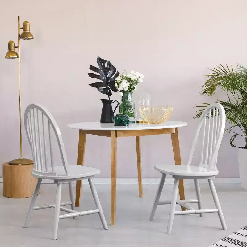 Costway Lot de 2 chaises de salle à manger vintage Windsor à dossier brochettes en bois pour cuisine Noir/Blanc