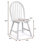 Costway Lot de 2 chaises de salle à manger vintage Windsor à dossier brochettes en bois pour cuisine Noir/Blanc
