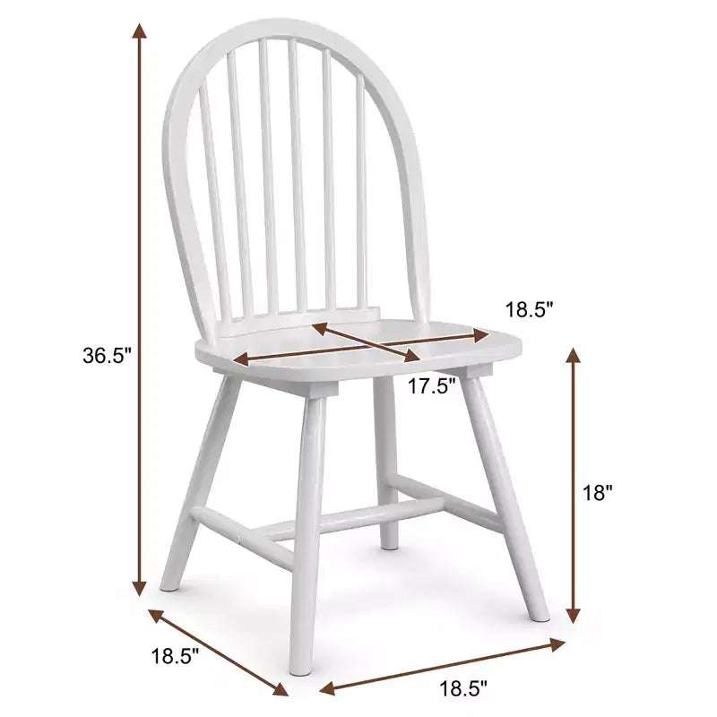 Costway Lot de 2 chaises de salle à manger vintage Windsor à dossier brochettes en bois pour cuisine Noir/Blanc
