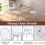 Costway Lot de 2 chaises de salle à manger vintage Windsor à dossier brochettes en bois pour cuisine Noir/Blanc