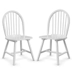 Costway Lot de 2 chaises de salle à manger vintage Windsor à dossier brochettes en bois pour cuisine Noir/Blanc