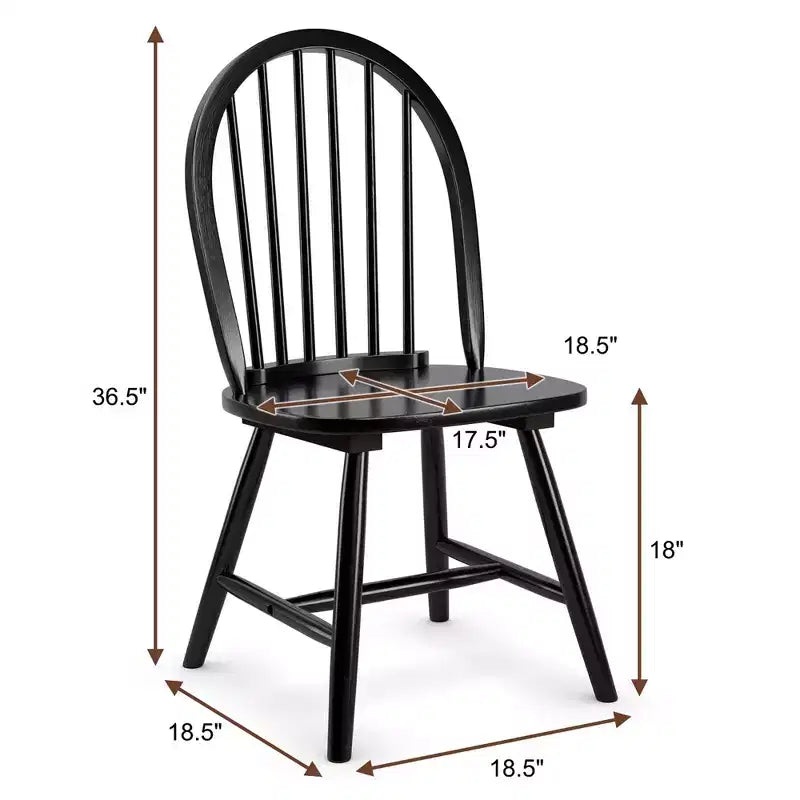 Costway Lot de 2 chaises de salle à manger vintage Windsor à dossier brochettes en bois pour cuisine Noir/Blanc