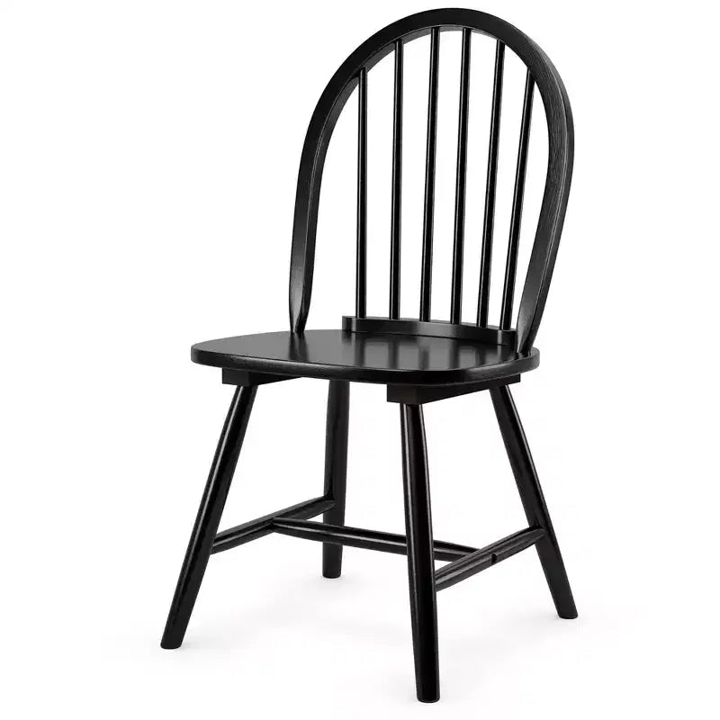Costway Lot de 2 chaises de salle à manger vintage Windsor à dossier brochettes en bois pour cuisine Noir/Blanc