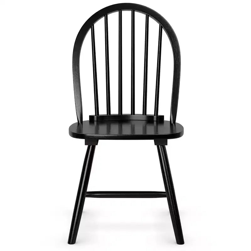 Costway Lot de 2 chaises de salle à manger vintage Windsor à dossier brochettes en bois pour cuisine Noir/Blanc