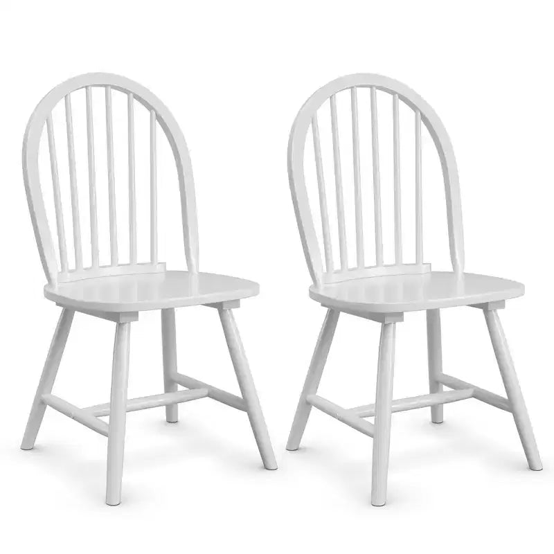 Costway Lot de 2 chaises de salle à manger vintage Windsor à dossier brochettes en bois pour cuisine Noir/Blanc