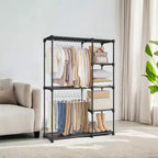 Portable Closet Organizer Freestanding, 44.1 x 16.9 x 65 In Clothes Rack System with Shelves and Hanging Rods for Bedroom and Cloakroom