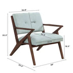 Chaise du milieu du siècle : Tissu peluche, accoudoirs inclinés, cadre en bois - Confortable pour le salon, la chambre, le bureau