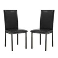 Simple Relax Set of 2 Faux Leather and Metal Side Chairs in Black