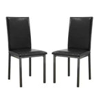 Simple Relax Set of 2 Faux Leather and Metal Side Chairs in Black