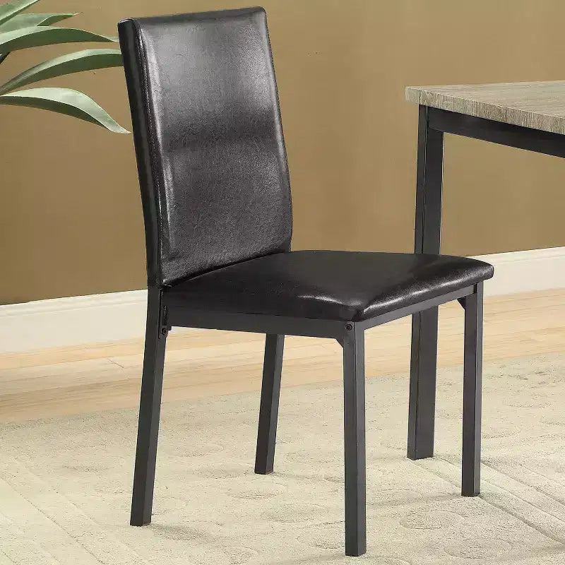 Ensemble de 2 chaises d'appoint Simples Relax en similicuir et métal noir