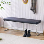 Banc en cuir Zeus & Ruta avec pieds en métal argenté
