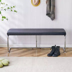 Banc en cuir Zeus & Ruta avec pieds en métal argenté