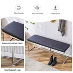 Banc en cuir Zeus & Ruta avec pieds en métal argenté