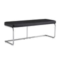 Zeus & Ruta Leather Bench with Silver Metal Legs