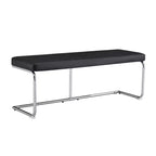 Zeus & Ruta Leather Bench with Silver Metal Legs