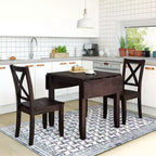 3-Piece Drop Leaf Breakfast Set: Wood Table, 2 X-Back Chairs - Perfect for Small Spaces