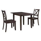 Ensemble petit-déjeuner 3 pièces avec table à rallonges : table en bois, 2 chaises dossier en X - Idéal pour les petits espaces