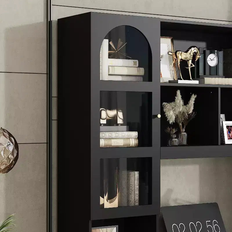 Famapy Bureau d'ordinateur simple avec rangement supérieur, style moderne