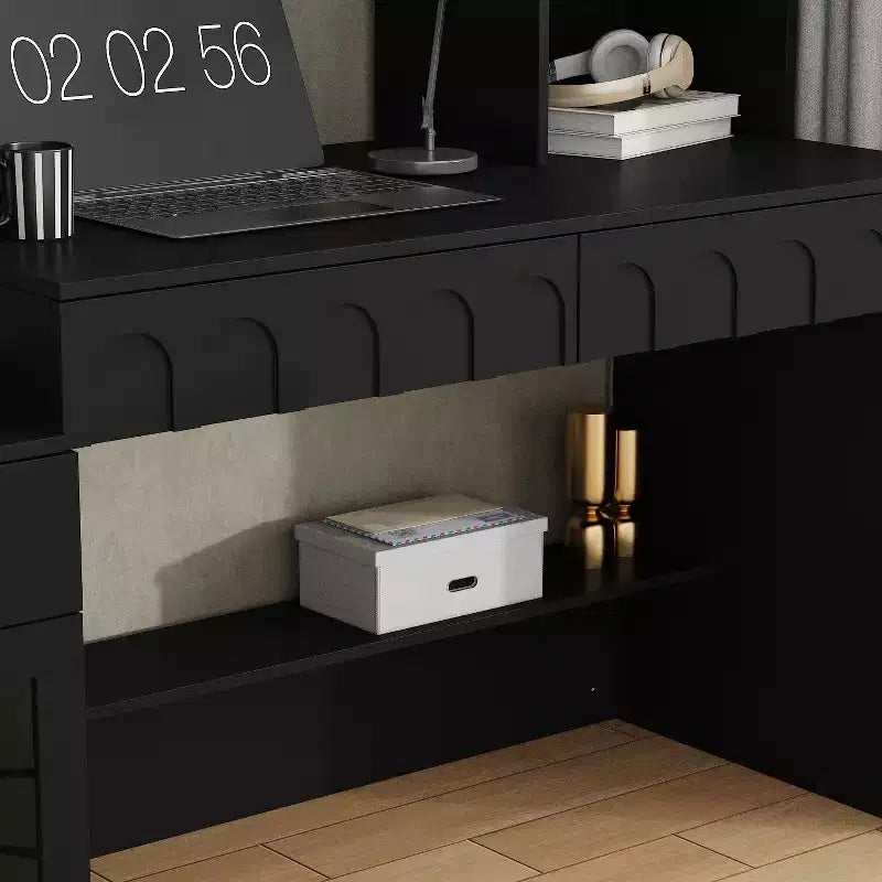 Famapy Bureau d'ordinateur simple avec rangement supérieur, style moderne