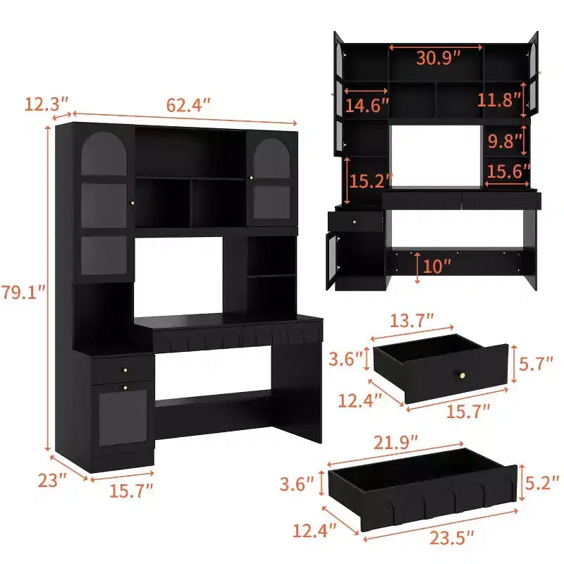 Famapy Bureau d'ordinateur simple avec rangement supérieur, style moderne
