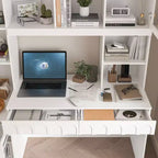 Famapy Bureau d'ordinateur simple avec rangement supérieur, style moderne