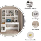 Famapy Bureau d'ordinateur simple avec rangement supérieur, style moderne