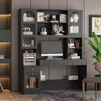 Famapy Bureau d'ordinateur simple avec rangement supérieur, style moderne