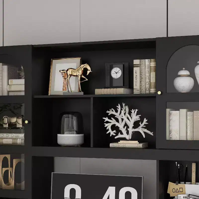 Famapy Bureau d'ordinateur simple avec rangement supérieur, style moderne