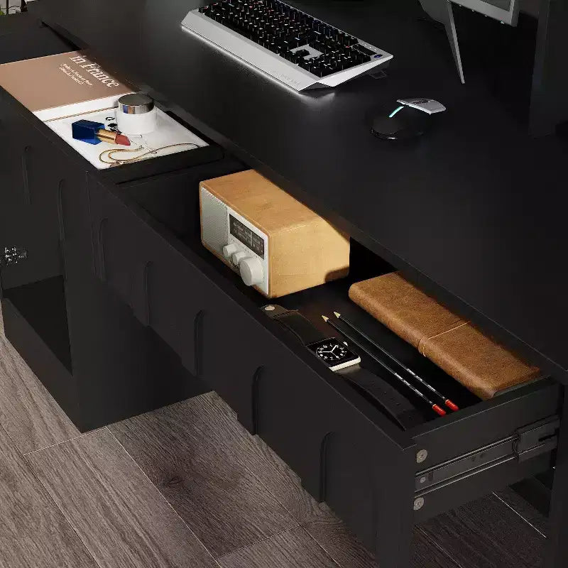Famapy Bureau d'ordinateur simple avec rangement supérieur, style moderne