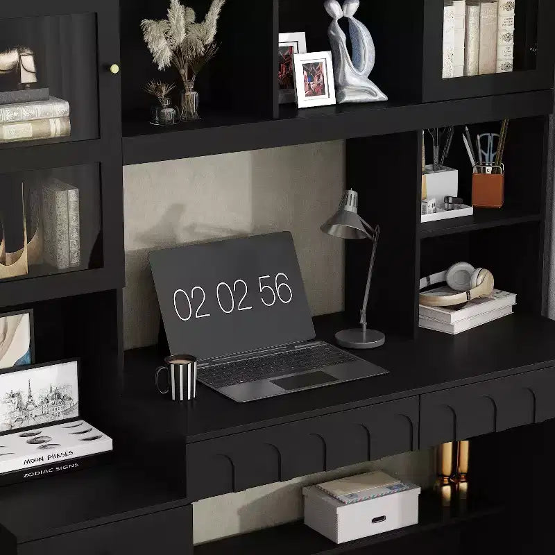 Famapy Bureau d'ordinateur simple avec rangement supérieur, style moderne