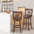 Lot de 2 tabourets de bar pivotants Costway, chaises de salle à manger ou de pub à hauteur de bar avec pieds en bois d'hévéa