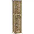 HOMCOM 67 Tall Bathroom Storage Cabinet with Drawer, Farmhouse Narrow Bathroom Cabinet with Barn Doors and Adjustable Shelves, Linen Cabinet