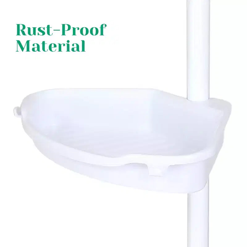 Serviteur de douche d'angle, organiseur de rangement de salle de bain antirouille avec 4 étagères réglables, étagère de douche d'angle avec patin en caoutchouc, 258-310 cm