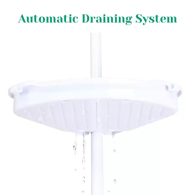 Serviteur de douche d'angle, organiseur de rangement de salle de bain antirouille avec 4 étagères réglables, étagère de douche d'angle avec patin en caoutchouc, 258-310 cm