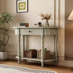 Console d'angle rétractable Whisen avec tiroir supérieur et étagère ouverte pour salon et entrée
