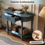 Console d'angle rétractable Whisen avec tiroir supérieur et étagère ouverte pour salon et entrée