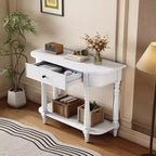Console d'angle rétractable Whisen avec tiroir supérieur et étagère ouverte pour salon et entrée