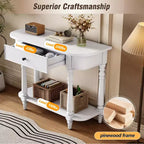 Console d'angle rétractable Whisen avec tiroir supérieur et étagère ouverte pour salon et entrée