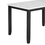 Ensemble de salle à manger 5 pièces avec table à manger en faux marbre, 4 chaises de salle à manger épaisses et rembourrées, gris/blanc - ModernLuxe