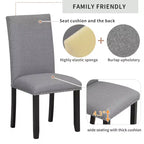 Ensemble de salle à manger 5 pièces avec table à manger en faux marbre, 4 chaises de salle à manger épaisses et rembourrées, gris/blanc - ModernLuxe