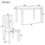Ensemble de salle à manger 5 pièces avec table à manger en faux marbre, 4 chaises de salle à manger épaisses et rembourrées, gris/blanc - ModernLuxe