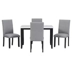 Ensemble de salle à manger 5 pièces avec table à manger en faux marbre, 4 chaises de salle à manger épaisses et rembourrées, gris/blanc - ModernLuxe