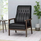 Fauteuil d'appoint Merax en similicuir style Mid-Century, fauteuil moderne à dossier haut, fauteuil de club en bois de loisirs