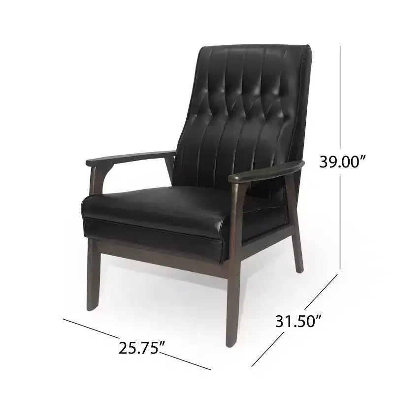 Fauteuil d'appoint Merax en similicuir style Mid-Century, fauteuil moderne à dossier haut, fauteuil de club en bois de loisirs
