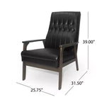 Fauteuil d'appoint Merax en similicuir style Mid-Century, fauteuil moderne à dossier haut, fauteuil de club en bois de loisirs
