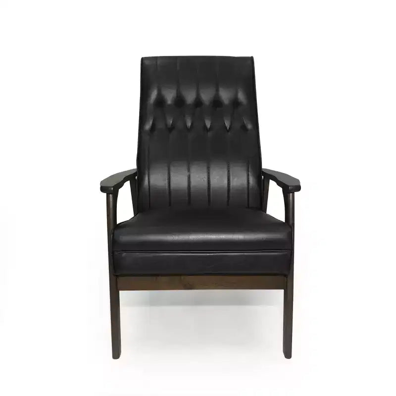 Fauteuil d'appoint Merax en similicuir style Mid-Century, fauteuil moderne à dossier haut, fauteuil de club en bois de loisirs