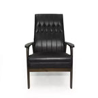 Fauteuil d'appoint Merax en similicuir style Mid-Century, fauteuil moderne à dossier haut, fauteuil de club en bois de loisirs