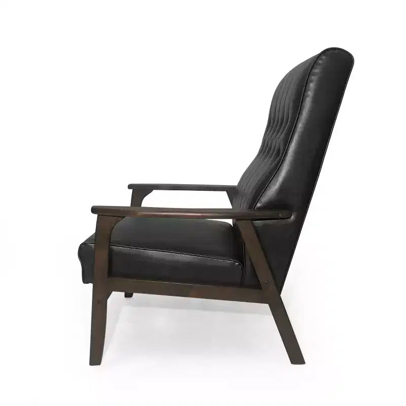 Fauteuil d'appoint Merax en similicuir style Mid-Century, fauteuil moderne à dossier haut, fauteuil de club en bois de loisirs