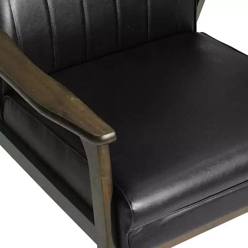 Fauteuil d'appoint Merax en similicuir style Mid-Century, fauteuil moderne à dossier haut, fauteuil de club en bois de loisirs