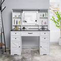Home Imports Emporium Vanity Desk with Adjustable Sliding Mirror and Lights in White